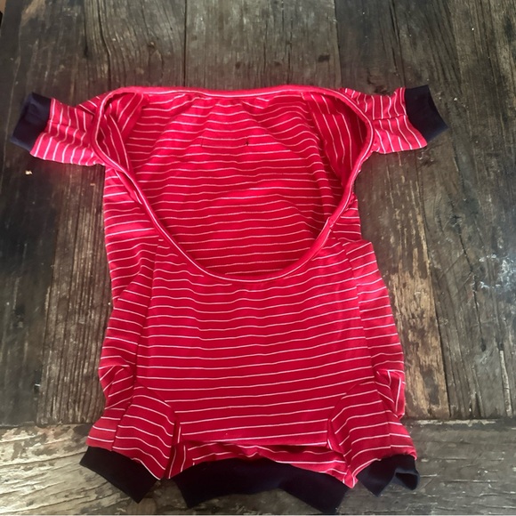 LoveThyBeast Stripe Dog Bodysuit Red Size Large - Picture 3 of 5